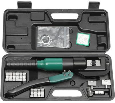 Hydraulische Crimpzange Kabelschuhe Set, 6T Kabelschuhzange mit 8 Sätzen der Crimpformen 4-70 mm², Stahl Krimpzange Drehbares Kompressionsgelenk, Presszange