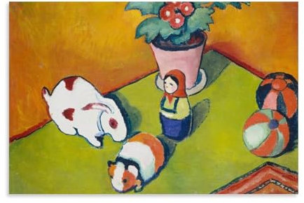 YYUEQIL August Macke Little Walter's Toys Kunstwerk-Poster, Bild, Druck, Leinwand, Wandfarbe, Kunst, Dekor, moderne Wohnkunstwerke, Geschenkidee, ungerahmt, 20 x 30 cm