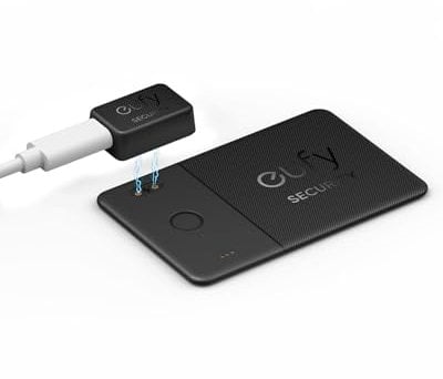 eufy Security Tarjeta SmartTrack E30 (Negra, Paquete de 1), Recargable, Funciona con Apple Find My (Sólo iOS), Rastreador Bluetooth Cartera, Pasaporte y Portátil, Resistente al Agua