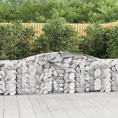 FUDUGEHMIOFWFJJ hochbeet schmal,fertigteich,pflanzkübel rund,Gabionen mit Hochbogen 15Stk. 400x30x100/120cm Verzinktes EisenGeeignet für Garten, Terrasse, Schlafzimmer, Wohnzimmer
