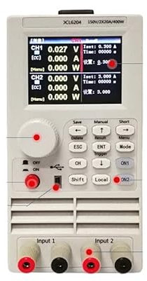DIKAMAN Lasttester Batteriekapazitätstester, 6204 Dual Channel DC Electronic Load Tester LED-Antriebsleistung Batterielastmesser 400W Hohe Präzision und hohe Stabilität(6102)