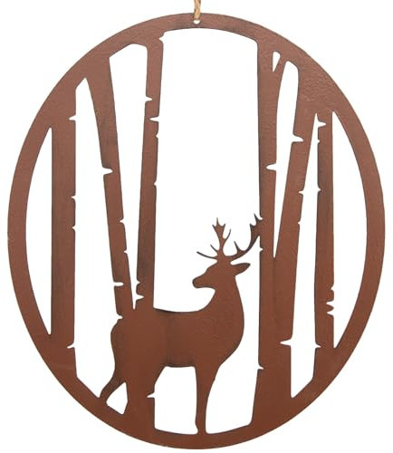Logbuch-Verlag Türkranz Weihnachten Weihnachtskranz mit Hirsch aus Metall 26 x 30 cm Winterdeko rostbraun Ring rund
