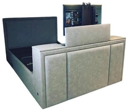 Bunton TV Bed with Built-in TV Lift, Luxurious Upholstery, Double/King/Super King Sizes, Multiple Colours (Grey, Super King)