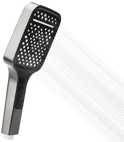 DAWRIS Shower Head with High Pressure, Large Universal Handheld Shower Head, 7 Spray Jet Modes Single Powerful Square Shower Head, Replacement Bathroom Shower Head for Low Water Pressure