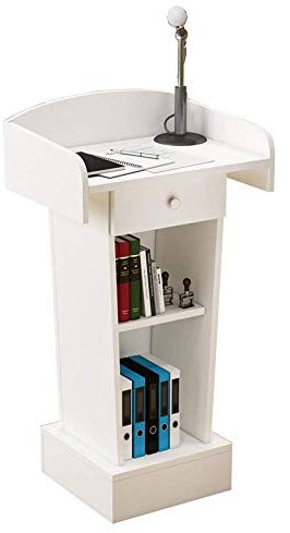 Bodenrednerpult Podium Rednerpult Podiumständer, Rednerpult Podiumständer, Rednerpult Rednerplattform Konferenzraum Podium Tisch Restaurant Willkommensempfang Schreibtisch für Fi,White-One Size