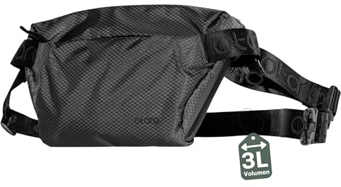 OTARO Bauchtasche Damen & Herren (schwarz) mit Thermo-Handyfach & Anti-Rutsch-Gurt | Gürteltasche Hüfttasche Brusttasche | Wasserabweisend, erweiterbar, viele Fächer | Langlebig für Alltag & Reisen