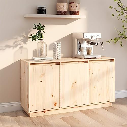 SXJEQOC Sideboard Massivholz Kiefer 111 x 34 x 60 cm Unbehandeltes Holz Beistellschrank Modernes Design Robuste Konstruktion für Wohnzimmer und Büro