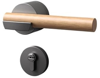 DRJBBODVQ Serratura for porta interna in legno di ciliegio retrò, porta della camera da letto, serratura silenziosa, adatta for porte di spessore 35-50 mm(Black,Without key)
