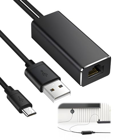 Cable Matters Micro USB Ethernet Adapter for Fire TV Stick Up to 100 Mbps 4K USB to RJ45 LAN Network Adaptor with 3FT Power Supply Cable Compatible with Chromecast Google Home Mini And More