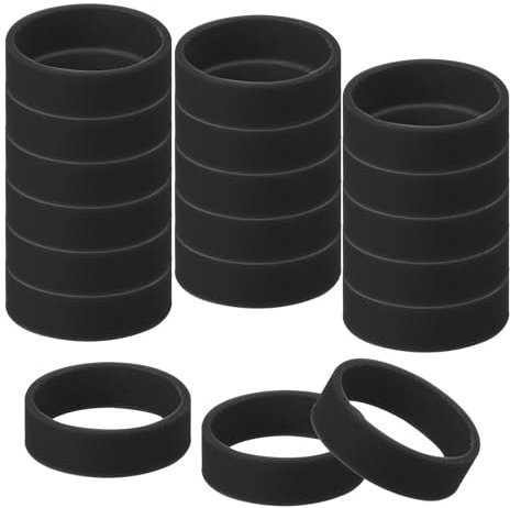 sourcing map 30Pcs Tiny Rubber Bands, 0.8 x 0.28 Inch Silicone Wide Band for Organizing and Securing Items, Silicone Rubber Rings for Fashion Accessory, Black