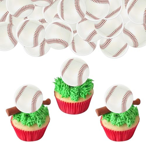 48 Stück Essbar Basisball Tortendeko Waffel Papier Sport Baseball Cupcake Toppers Essbar Baseball Kuchen Deko für Basisball Thema Baby Dusche Kinder Geburtstag Party Kuchen Dekorationen