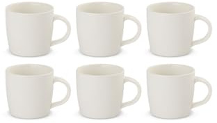 Gerlach 1760 Kaffeebecher Set - Becher Trinkbecher mit Henkel - für 6 Personen - Porzellan - Flow New - Elfenbein 350 ml