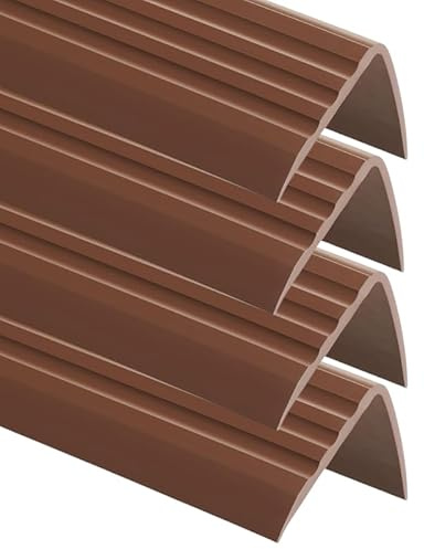 4er-Set PVC Treppenkantenprofil selbstklebend 50x40mm 200cm Braun | Winkelprofil, Treppenkantenschutz für Treppenstufen, Anti-Rutsch-Oberfläche, einfache Montage ohne Bohren