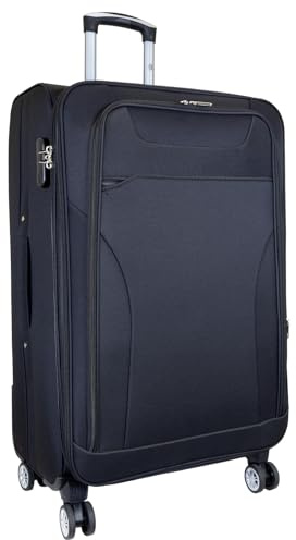 Monopol Großer Reisekoffer Weichschale Trolley L Cremona Aufgabegepäck (Schwarz)