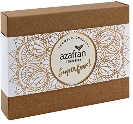 Azafran BIO Gewürze Set mit 4 Superfood Gewürzen - Geschenkset | Kurkuma, Ingwer, Ceylon Zimt & Koriander in BIO-Qualität – Probierset für Currys, Tee & Backen, schön zum Verschenken