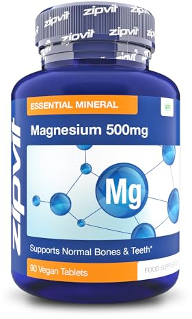Zipvit Magnesium 500mg of Elemental, High-Strength Magnesium Supplement, 3 Month Supply, 90 Vegan Tablets, Supports Muscle, Bone & Energy