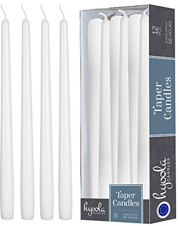 Hyoola Stabkerzen - 30 cm Weiß, Tropffreie Tafelkerzen - Kerzen Lange Brenndauer 10 Stunden - 12er Pack