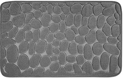 WohnDirect Set 2 teilig Badezimmerteppich mit Memory Foam - Rutschfester Badteppich - Badematte waschbar & schnelltrocknend - auch ideal als Duschvorleger - Badvorleger 50 x 80 cm - Grau
