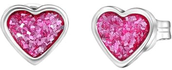 Studex Sensitive Tiny Tips Steriler Nachfolgeohrschmuck Herz TT-3565W 7422, Glitter Pink Chirurgenstahl