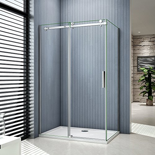 Porte de douche coulissante 160x90x195cm cabine de douche verre anticalcaire paroi de douche