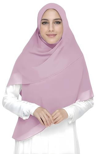 Lina & Lily Sciarpa in chiffon con scialle hijab musulmano di forma quadrata 145cm x 145cm (Rosa cipria)
