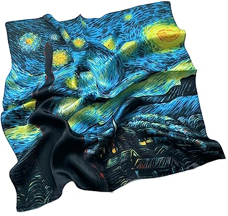 Prettystern Bandana Seide Nickituch Halstuch Malerei Kunstdrucke van Gogh Sternennacht P284