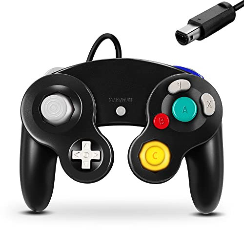 FIOTOK Gamecube - Controlador clásico con cable para Wii Nintendo Gamecube (negro)