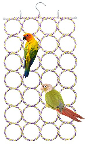Wontee Bird Rope Climbing Ladder Parrot Hanging Swing Perch for Parakeets Cockatiels Conures Lovebirds Rats (Random Color)