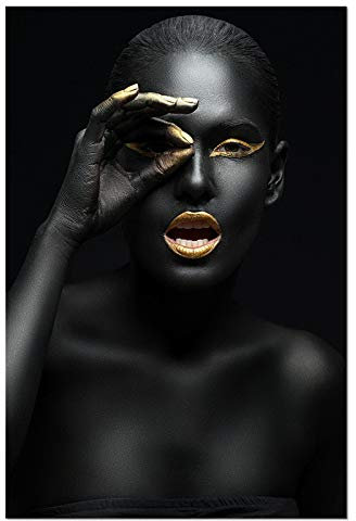 Leinwand Poster und Druck Schwarz Gold Nude African Art Frauen Nordic Style Malerei Navia Wandmalerei Wohnzimmer Dekor 30x40cmx3pcs Ungerahmt