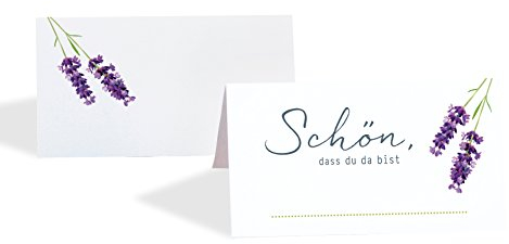 15 Platzkarten Tischkarten LAVENDEL WEISS, Tischkärtchen zum beschriften, Namenskarten, Geburtstag Hochzeit (ohne Spiel)