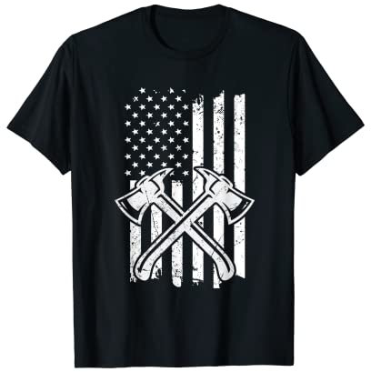 Patriotic USA Flag Axe Throwing Hatchet Woodcutter T-Shirt