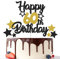 Gidobo 60th Birthday Cake Toppers, Black Gold Glittery Cake Decorations with Stars, Sixty Years Old Birthday Party Supplies for Men and Women