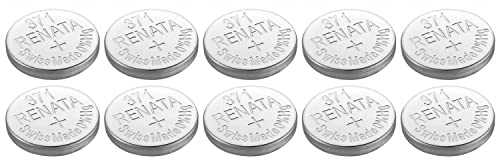 RENATA Pack of 10 Silver Oxide Button Batteries 371 / SR920 SW 0% Mercury