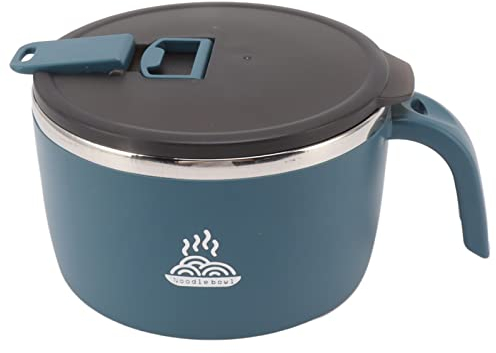 Bol à Nouilles Instantanées en Acier Inoxydable, Bol à Déjeuner D'une Capacité de 900 Ml avec Couvercle, Bol à Soupe à Double Couche, Cuiseur à Nouilles Instantanées, Boîte à Lunch(Bleu)