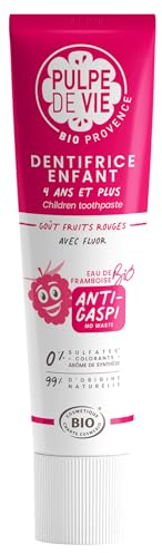 Pulpe de Vie - Dentifrice Certifié BIO Magic Kiss 75ml - Enfant dès 4 ans - Anti-gaspi ! Framboise - Goût Fruits Rouges - Naturel & Protecteur