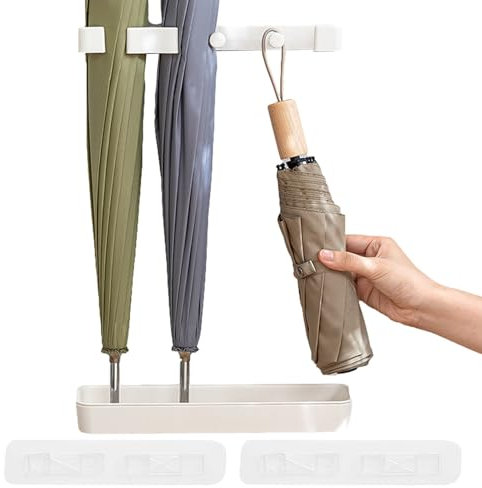 Porte Parapluie à Fixation Murale, Étagère de Parapluie Porteparapluies avec Réceptacle D’Eau Amovible Organisateur, Support De Rangement De Parapluie pour la Maison, Le Bureau