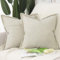Madizz 2er Set Polyester Leinen Kissenbezügen mit breiter Kante Weiche dekorative Kissenbezüge für Sofa Schlafzimmer Kissenhülle Leichtes Taupe 40x40 cm Quadrat
