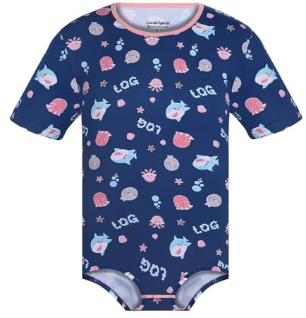 Landofgenie Body Herren Onesie Romper Strampler für Männer Kurzärm Einteiler Pyjama Leotard Top L