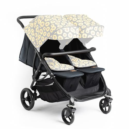 Roma Gemini 2 Doppel-Kinderwagen-Basis | Verdeck für kompakten, schmalen, 69 cm breiten Zwillingskinderwagen | Geeignet für Neugeborene bis 22 kg pro Sitz, Einzelsitzeinheiten für Baby | Nur
