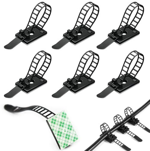 Clip per Cavi Regolabili Supporto, Fascette Regolabili e Riutilizzabili in Nylon, 25 Pezzi Fascetta per Cavi Autoadesiva, Autoadesivo Clip Cavo Fermacavi Supporto, per Cavi da Scrivania, Muro, Pareti