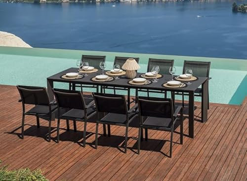 Tisch aus Aluminium, ausziehbar mit verschiebbaren Beinen 165/250 x 90 cm Maligi Home MG/Camelia