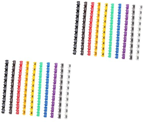 NUOBESTY 200 Bunte Kunststoff Kabelmarker Zahlenkennzeichnung für Kabeldurchmesser Wiederverwendbare Kabelbeschriftung für Strom und Ladekabel Vielseitig und Robust