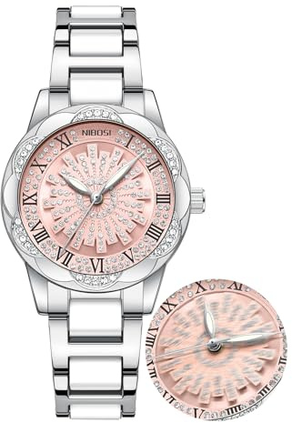 NIBOSI Armbanduhr Damen Analoges Quarz Drehbares Zifferblatt mit Diamanten | 30M Wasserdichte Zierlicher Luxus Modisches elegantes klassisches DamenUhren
