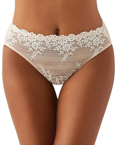 Wacoal Women's Embrace Lace Full Coverage Hi-Cut Brief Panty, 841191, Nude/Ivory, XL