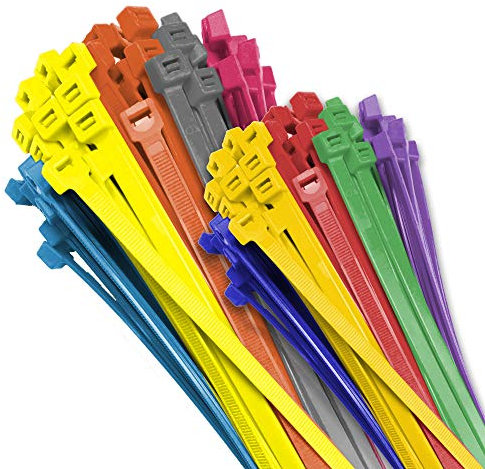 Electriduct Nylon-Kabelbinder, 27,9 cm, selbstschließend, mehrfarbig: (Blau, Rot, Grün, Gelb, Fuchsia, Orange, Grau, Violett), 500 Stück