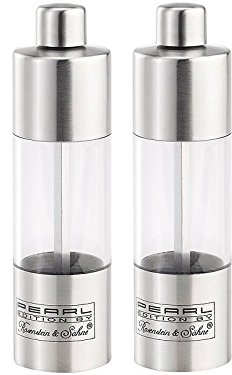 Rosenstein & Söhne Gewürzmühle Keramik: Salz- & Pfeffermühle aus Edelstahl, 2er-Set (Gewürzmühlen mit Keramikmahlwerk, Handmühlen, Gewürz)