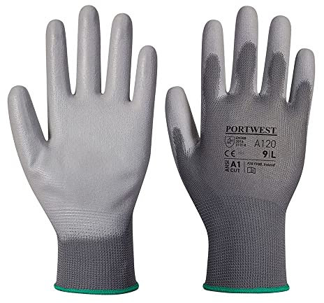 Portwest A120 Breathable PU Palm Glove Grey, Small