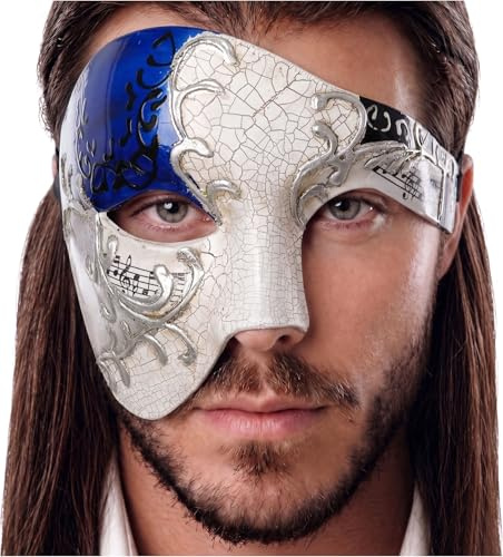 Luxury Mask Luxe Masque Demi Visage Masque Noir fantôme de l'opéra - Argenté - Taille unique