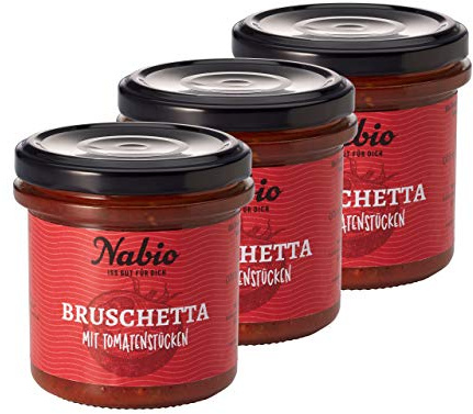 Nabio Bruschetta Tomaten Aufstrich, Bio Brot-Aufstrich, vegan, 3er Pack (3 x 120 g)
