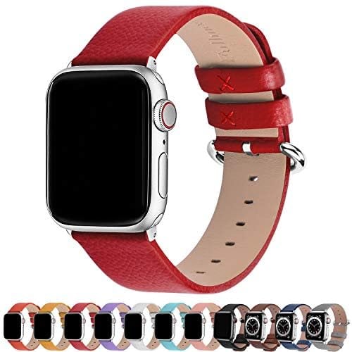 Fullmosa Cinturino per Apple Watch 41mm/40mm/38mm, Cinturini in Pelle di Ricambio Compatibile con Apple Watch Serie 9 8 7 6 5 4 3 2 1, Apple Watch SE 2/ SE, Rosso